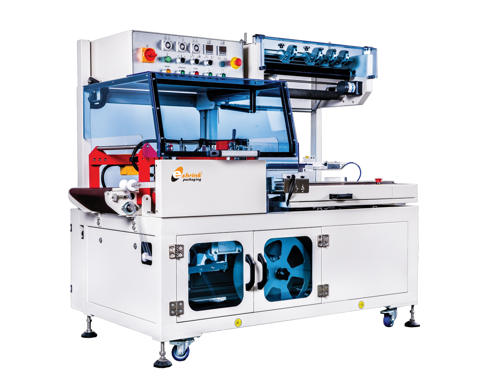 Máy bọc màng co tự động model LB728 đóng gói tốc độ cao cho sản phẩm công nghiệp